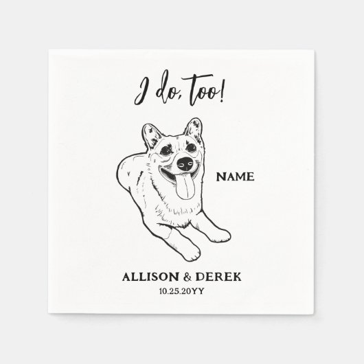 Eenvoudige hond schets bruiloft servet (Voorkant)