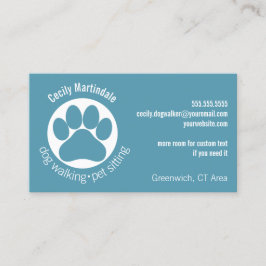 Eenvoudige Hond Walker Pet Sitter Blauw Groen Visitekaartje