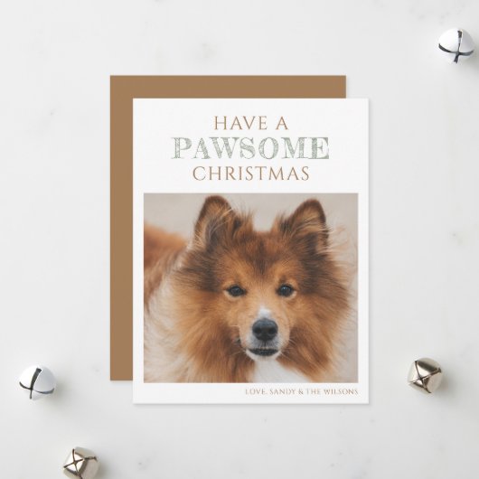 Eenvoudige hondenfoto kerstvakantie flat Kaart (Voorkant / Achterkant in situ)