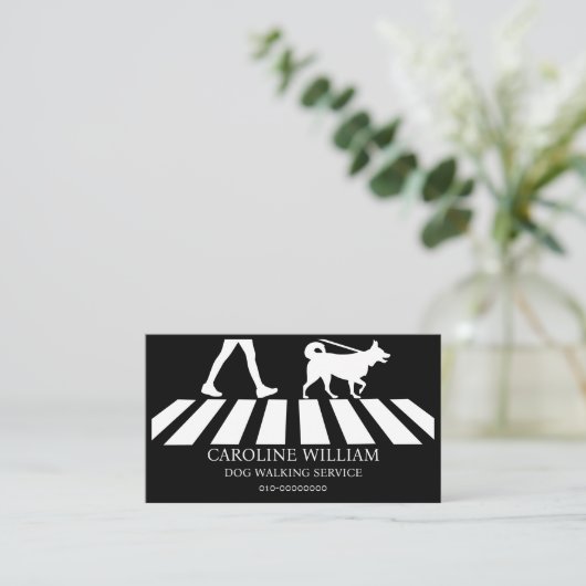 Eenvoudige hondenuitloop Afbeelding Pet Service Visitekaartje (Staand voorkant)