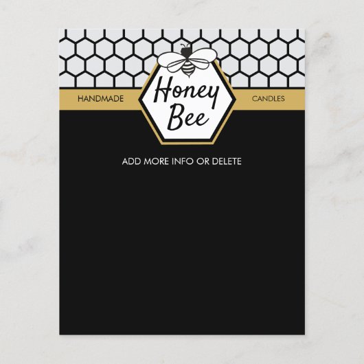 Eenvoudige Honey Bee Honeycomb Zwart Geel Workshop Flyer (Achterkant)