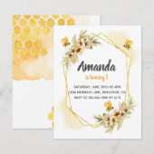 Eenvoudige Honey Bee Verjaardagsfeestuitnodiging Kaart (Voorkant / Achterkant)