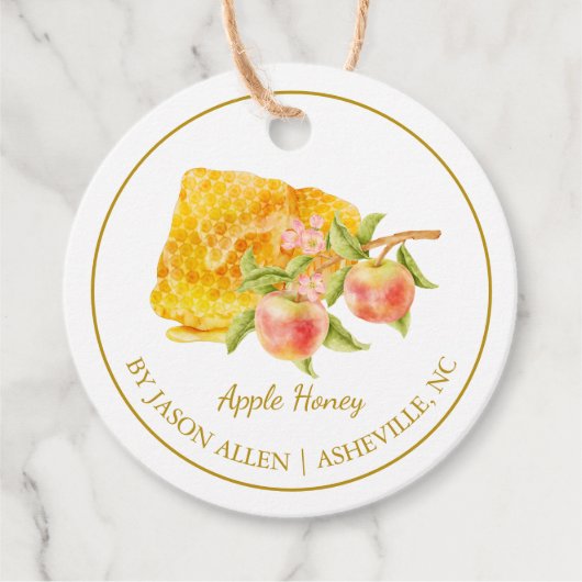Eenvoudige Honeycomb Apple Infused Honey Hang Labe Bedankjes Labels (Voorkant)