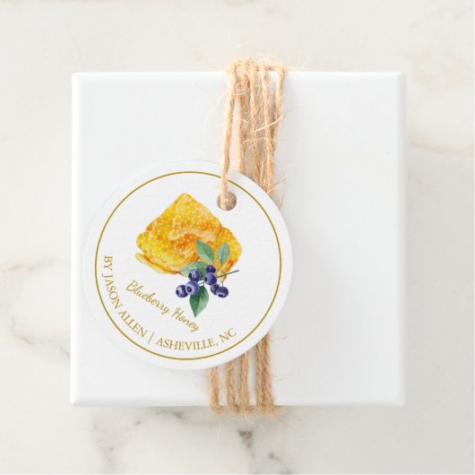 Eenvoudige Honeycomb Blueberry Infused Honey Hang  Bedankjes Labels (In situ)