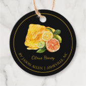 Eenvoudige Honeycomb Citrus Infused Honey Hang Lab Bedankjes Labels (Voorkant)