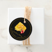 Eenvoudige Honeycomb Cranberry Infused Honey Hang Bedankjes Labels (In situ)