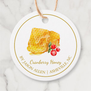 Eenvoudige Honeycomb Cranberry Infused Honey Hang  Bedankjes Labels
