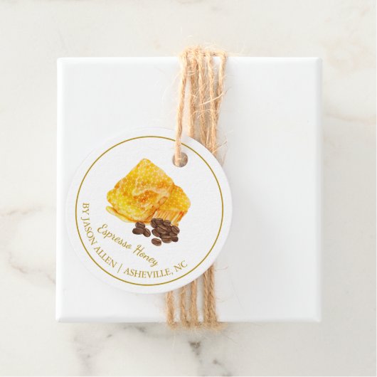 Eenvoudige Honeycomb Espresso Geïnfundeerde Honey  Bedankjes Labels (In situ)