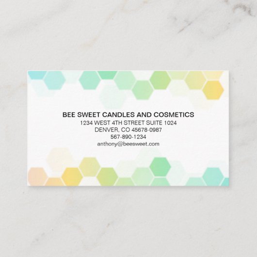 Eenvoudige Honeycomb Green- en White Name Card Visitekaartje (Achterkant)