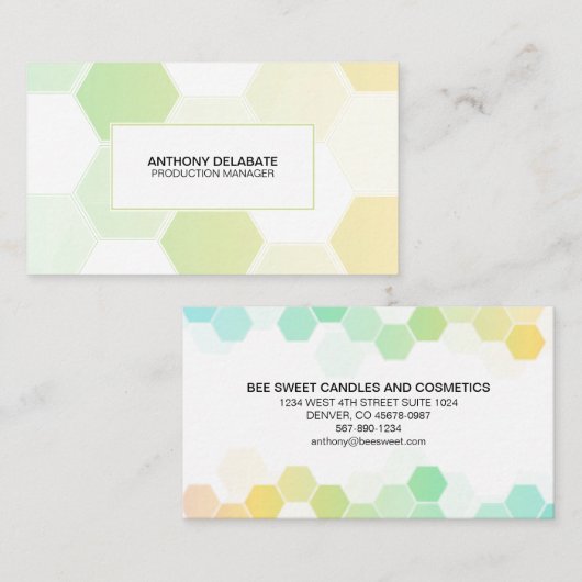 Eenvoudige Honeycomb Green- en White Name Card Visitekaartje (Voorkant / Achterkant)