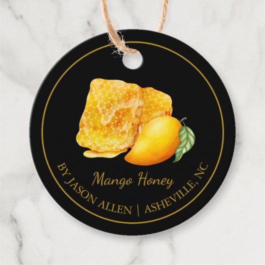 Eenvoudige Honeycomb Mango Geïnfundeerde Honey Han Bedankjes Labels (Voorkant)