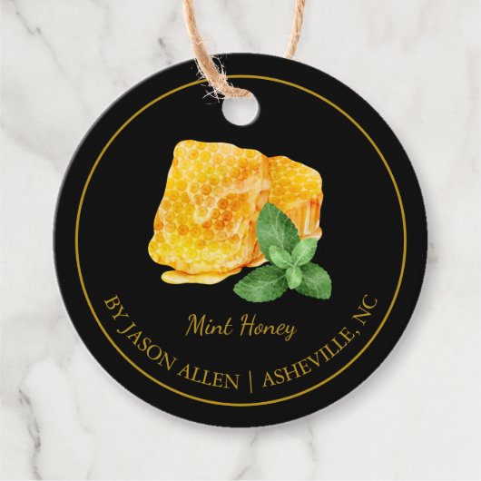 Eenvoudige Honeycomb Mint Geïnfundeerde Honey Hang Bedankjes Labels (Voorkant)