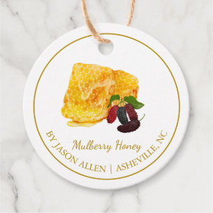 Eenvoudige Honeycomb Mulberry Infused Honey Hang L Bedankjes Labels