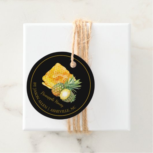 Eenvoudige Honeycomb Pineapple Infused Honey Hang  Bedankjes Labels (In situ)