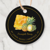 Eenvoudige Honeycomb Pineapple Infused Honey Hang  Bedankjes Labels (Voorkant)