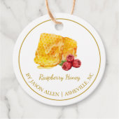 Eenvoudige Honeycomb Raspberry Infused Honey Hang  Bedankjes Labels (Voorkant)