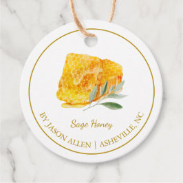 Eenvoudige Honeycomb Sage Geïnfundeerde Honey Hang Bedankjes Labels