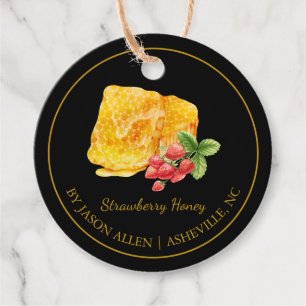 Eenvoudige Honeycomb Strawberry Infused Honey Hang Bedankjes Labels