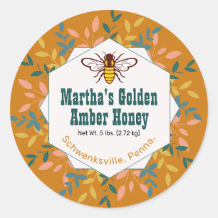 Eenvoudige honingbijen voegen Logo Honey Jar toe Ronde Sticker