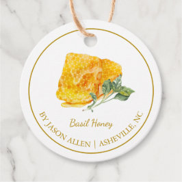 Eenvoudige honingraat Basil Infusie Honey Hang Lab Bedankjes Labels