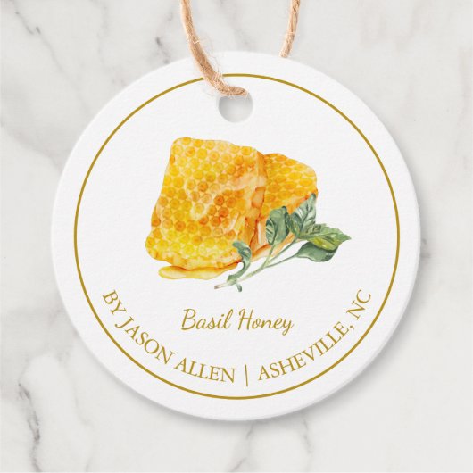 Eenvoudige honingraat Basil Infusie Honey Hang Lab Bedankjes Labels (Voorkant)