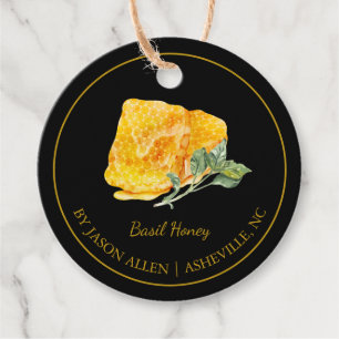 Eenvoudige honingraat Basil Infusie Honey Hang Lab Bedankjes Labels