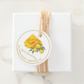 Eenvoudige honingraat citroen geïnfundeerde honing bedankjes labels (In situ)