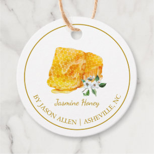 Eenvoudige honingraat-jasmijn doordrenkte honing h bedankjes labels