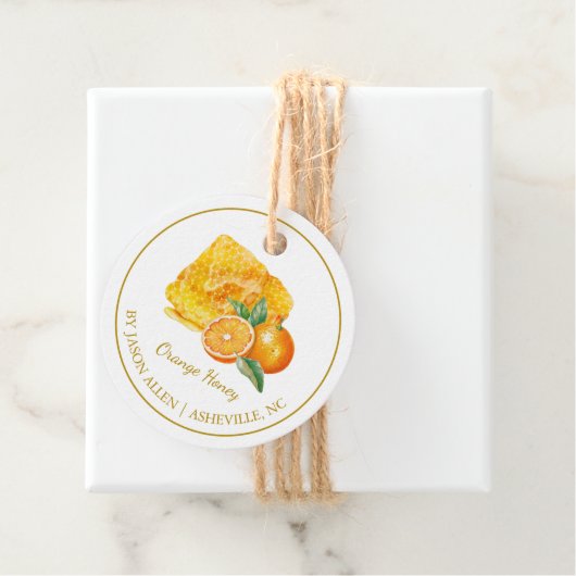 Eenvoudige honingraat Sinaasappel geïnfundeerde Ho Bedankjes Labels (In situ)