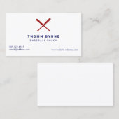 Eenvoudige honkbalcoach kruiste vleermuizen visitekaartje (Voorkant / Achterkant)
