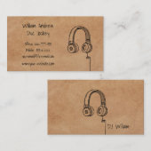 Eenvoudige hoofdtelefoon Doodle DJ Faux textuur Visitekaartje (Voorkant / Achterkant)