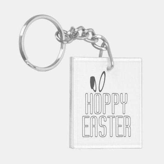 Eenvoudige Hoppy Easter Pun Typografie | Button Sl Sleutelhanger (Voorkant Links)