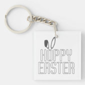 Eenvoudige Hoppy Easter Pun Typografie | Button Sl Sleutelhanger (Voorkant)