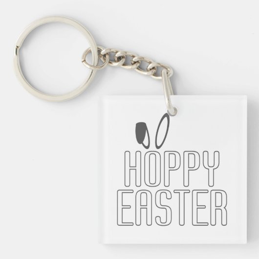 Eenvoudige Hoppy Easter Pun Typografie | Button Sl Sleutelhanger (Voorkant)