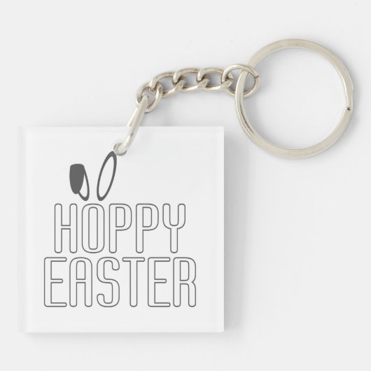 Eenvoudige Hoppy Easter Pun Typografie | Button Sl Sleutelhanger (Achterkant)