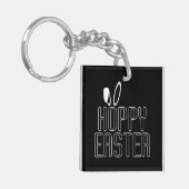 Eenvoudige Hoppy Easter Pun Typografie | Button Sl Sleutelhanger (Voorkant Links)