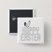 Eenvoudige Hoppy Easter Pun Typografie | Pin-Butto Vierkante Button 5,1 Cm (Voorkant /achterkant)
