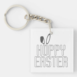 Eenvoudige Hoppy Easter Pun Typografie Sleutelha Sleutelhanger