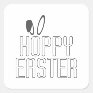 Eenvoudige Hoppy Easter Pun Typografie Stickerze Vierkante Sticker