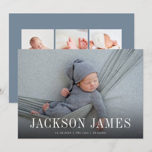 Eenvoudige, horizontale foto's geboorte aankondiging (Voorkant / Achterkant)