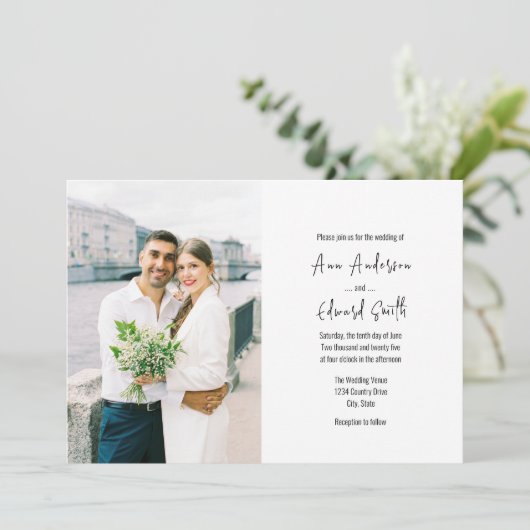 Eenvoudige, horizontale, klassieke uitnodiging voo (Staand voorkant)