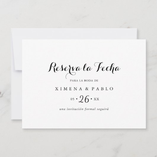 Eenvoudige horizontale Reserva la Fecha Save The Date (Voorkant)