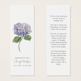 Eenvoudige Hortensia Rouherdenkingsbladwijzer Mini Visitekaartjes
