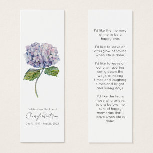 Eenvoudige Hortensia Rouherdenkingsbladwijzer Mini Visitekaartjes