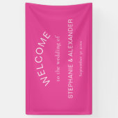 Eenvoudige Hot Pink Custom Welkom bij bruiloft Spandoek (Verticaal)