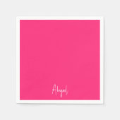 Eenvoudige Hot Pink gepersonaliseerde script cockt Servet (Voorkant)