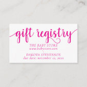 Eenvoudige Hot Pink Gift Registry | Magenta Any Ev Informatiekaartje (Voorkant)