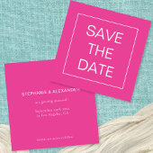 Eenvoudige Hot Pink Line Border Bruiloft Vierkant Save The Date