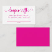 Eenvoudige Hot Pink Luier Raffle | Magenta Shower Informatiekaartje (Voorkant / Achterkant)