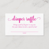 Eenvoudige Hot Pink Luier Raffle | Magenta Shower Informatiekaartje (Voorkant)